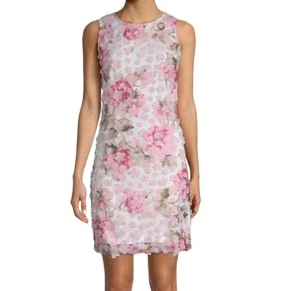 karl lagerfeld pink floral dress NWT Karl Lagerfeld Womens Size 6 Pink Floral Fit & Flare Tiered Floral Dress NEW